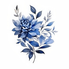 Fototapeta na wymiar Blue White Flower on White Background