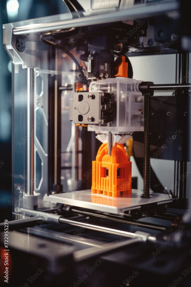 Aufkleber a 3d printer placed on a table. suitable for technology and manufacturing concepts