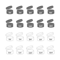Vector set of open cosmetics expiration date icons