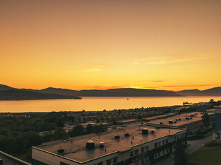 Sunset observerd in a residential area of Tromsø (Norway)