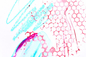 Abstract multicolor background, colored honeycomb pattern on white paper