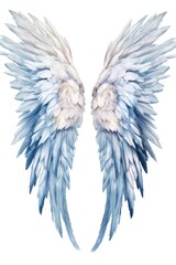 White and blue wings depicted on a clean white background. Suitable for various creative projects and designs