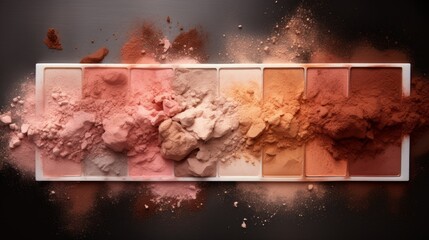 Eyeshadow palette texture cosmetics coloured powder makeup. Neural network AI generated art