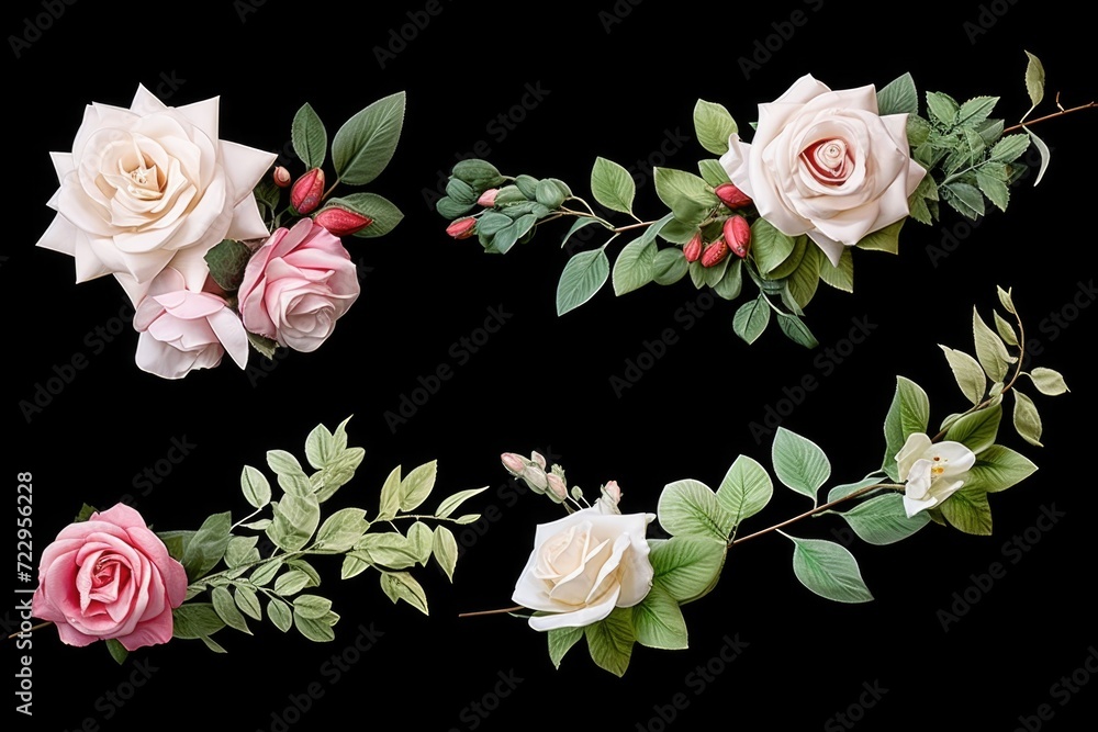 Aufkleber a beautiful arrangement of pink and white roses displayed on a black background. ideal for adding a 