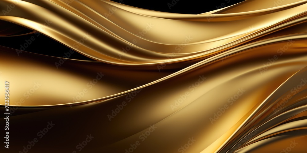 Poster Smooth waves create a stunning visual effect on a golden background. Perfect for adding a touch of elegance and sophistication to any design project
