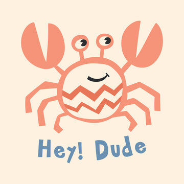 cartoon crab with slogan