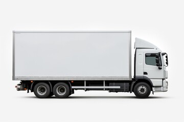 A white truck parked on a white surface. This image can be used to depict concepts such as cleanliness, minimalism, and simplicity