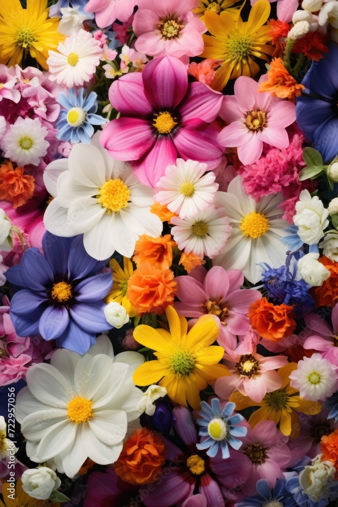 Poster A vibrant close-up of a bunch of flowers. Perfect for adding a pop of color to any project or design