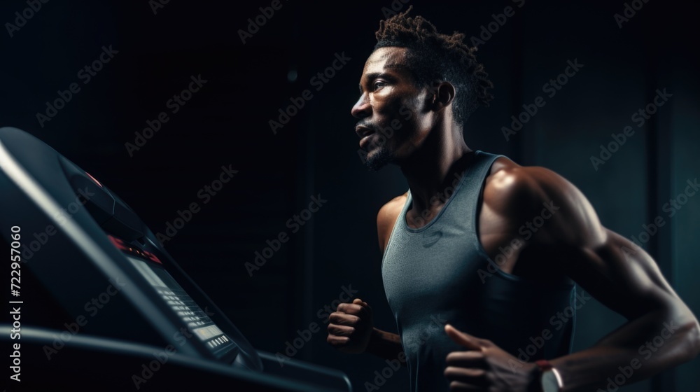 Aufkleber a man running on a treadmill. suitable for fitness and exercise-related content