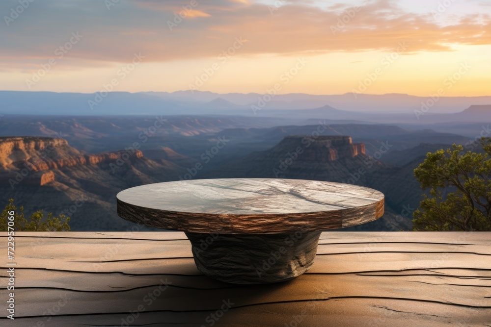 Poster A wooden table is pictured sitting on top of another wooden table. This versatile image can be used to depict concepts such as organization, stacking, or interior design