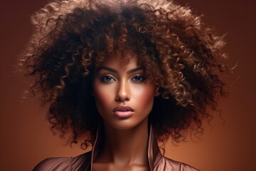 A stunning young woman with a voluminous afro hairstyle. This image can be used to celebrate natural beauty and diversity