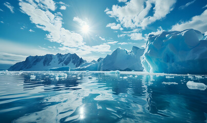 Ice sheets melting in the arctic ocean or waters, Generative AI - obrazy, fototapety, plakaty