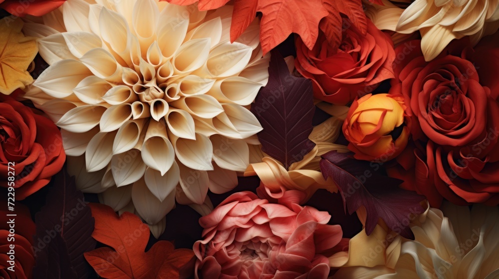 Poster A close-up view of a beautiful bunch of flowers. Perfect for adding a touch of nature to your designs or projects