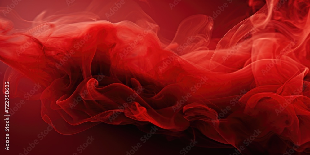 Poster Close up view of red smoke against a black background. Perfect for adding an intense and dramatic effect to your design