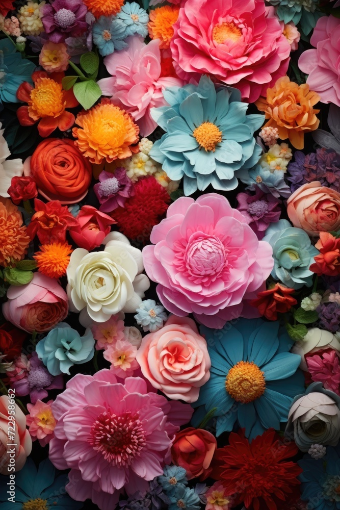 Poster a close-up shot capturing the beauty of a bunch of flowers. perfect for adding a touch of nature and