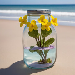 A Captivating Primrose Jar Amidst Beach Serenity AI GENERATED