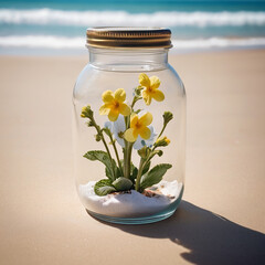 A Captivating Primrose Jar Amidst Beach Serenity AI GENERATED