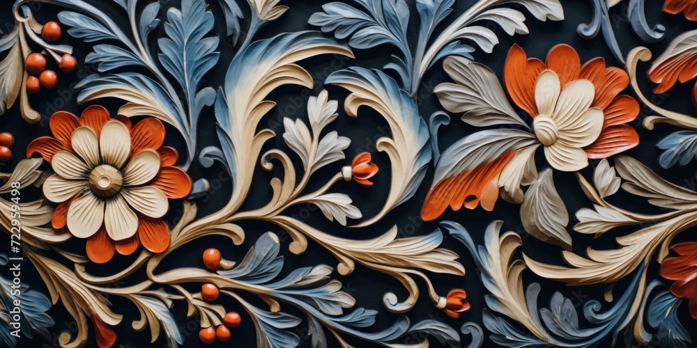 Aufkleber A detailed view of a decorative design on a wall. This versatile image can be used in various design projects