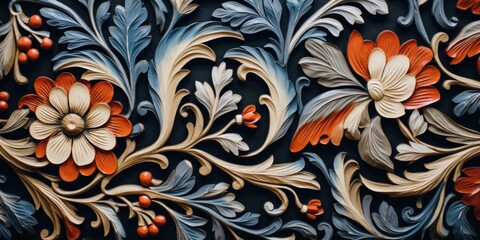 A detailed view of a decorative design on a wall. This versatile image can be used in various design projects