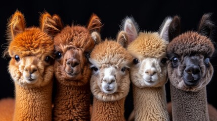 Obraz premium Fluffy Alpacas, Delightful shot of fluffy alpacas with expressive eyes, radiating charm and gentleness.