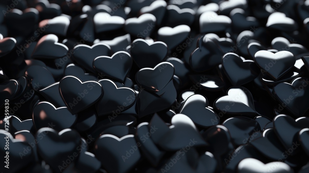 Poster a picture featuring a large group of black and white hearts. perfect for various occasions and desig