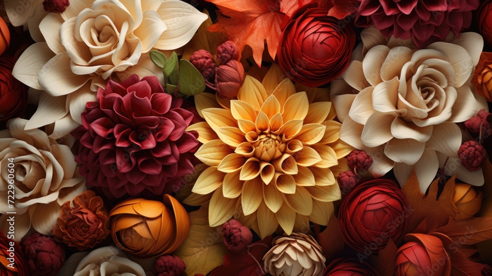 Poster A close-up shot of a vibrant bunch of flowers. Perfect for adding a pop of color to any project