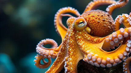 Common octopus  vulgaris copy space, generative ai