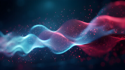 a futuristic depiction of radio frequency waves intertwining with digital elements, symbolizing the integration of technology and connectivity.