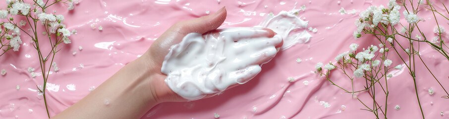 Fototapeta premium Clean Hands: Hygiene, Soap, and Water, the Key to Health and Care in a Sanitary Bathroom.