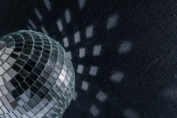 Mirror disco ball. Black background