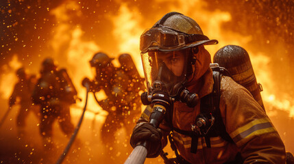 Fototapeta premium Bravery in Service: A Firefighter's Portrait