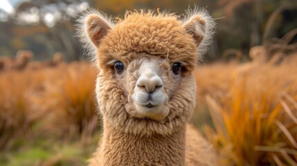 Fluffy Alpacas, Delightful shot of fluffy alpacas with expressive eyes, radiating charm and gentleness.