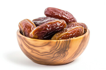 dry fruits set with dates on a wooden platter and box