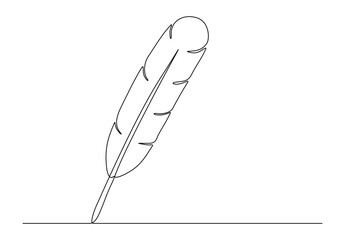Bird feather in one continuous line drawing of premium vector illustration. Free vector