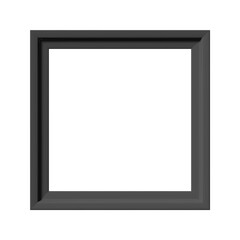 Black picture frame. Minimalistic detailed photo realistic frame. Png clipart isolated on transparent background