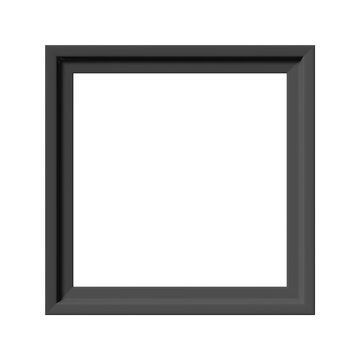 Black picture frame. Minimalistic detailed photo realistic frame. Png clipart isolated on transparent background