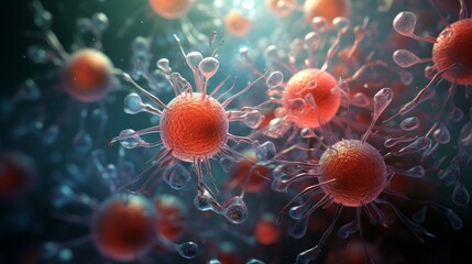 Virus, bacteria, fungi medical background. Neural network AI generated art - obrazy, fototapety, plakaty