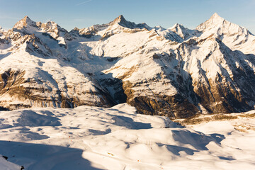 View of the during the day in winter. Zermatt, Switzerland