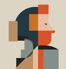 Modern abstract human shape in geometric shapes flat design, abstract humanity concept, for posters and web design, vector illustration, generative ai