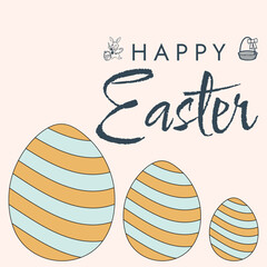 Happy Easter poster. Cute card for Easter. Vector illustration. Candy colors.