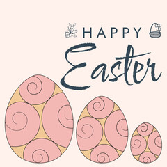 Happy Easter poster. Cute card for Easter. Vector illustration. Candy colors.