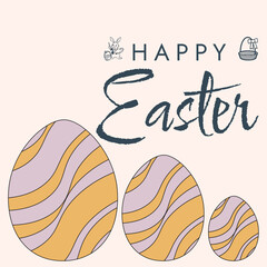 Happy Easter poster. Cute card for Easter. Vector illustration. Candy colors.