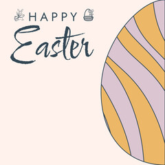 Happy Easter poster. Cute card for Easter. Vector illustration. Candy colors.