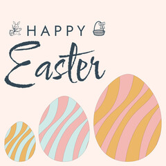Happy Easter poster. Cute card for Easter. Vector illustration. Candy colors.
