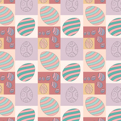 Happy Easter pattern. Cute pattern for Easter. Vector illustration. Candy colors.