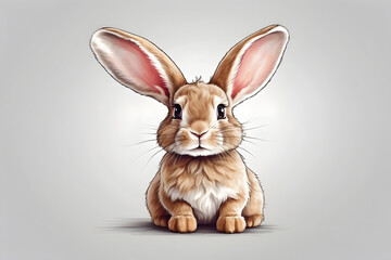 Front view of cute rabbit illustration