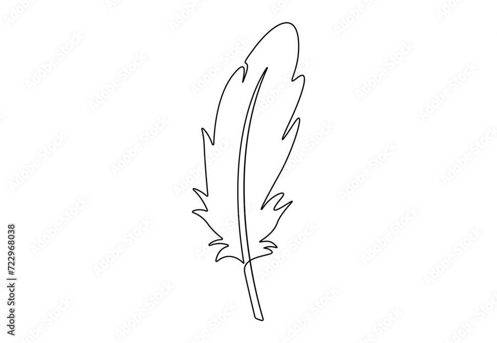 Aufkleber simple bird feather in one continuous line drawing vector illustration. premium vector