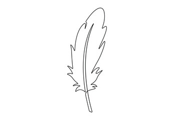 Simple bird feather in one continuous line drawing vector illustration. Premium vector © aminul788