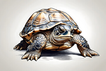 Front view of a isolated turtle illustration on white background