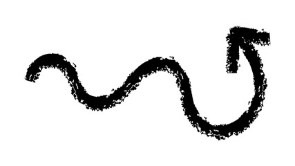 Obraz premium Hand drawn crayon chalk charcoal line arrows set. curvy and wavy arrows isolated on white. Group of squiggles and scribbles strokes. Elements for diagrams. doodle marker